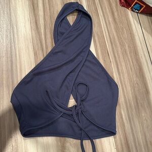 Ribbed Knit Crisscross Front Halter Top